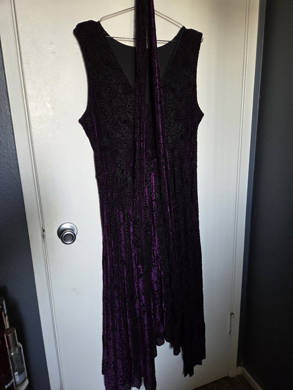 BlackMilk Burned Velvet Hex Handkerchief Dress - Picture 2 of 5